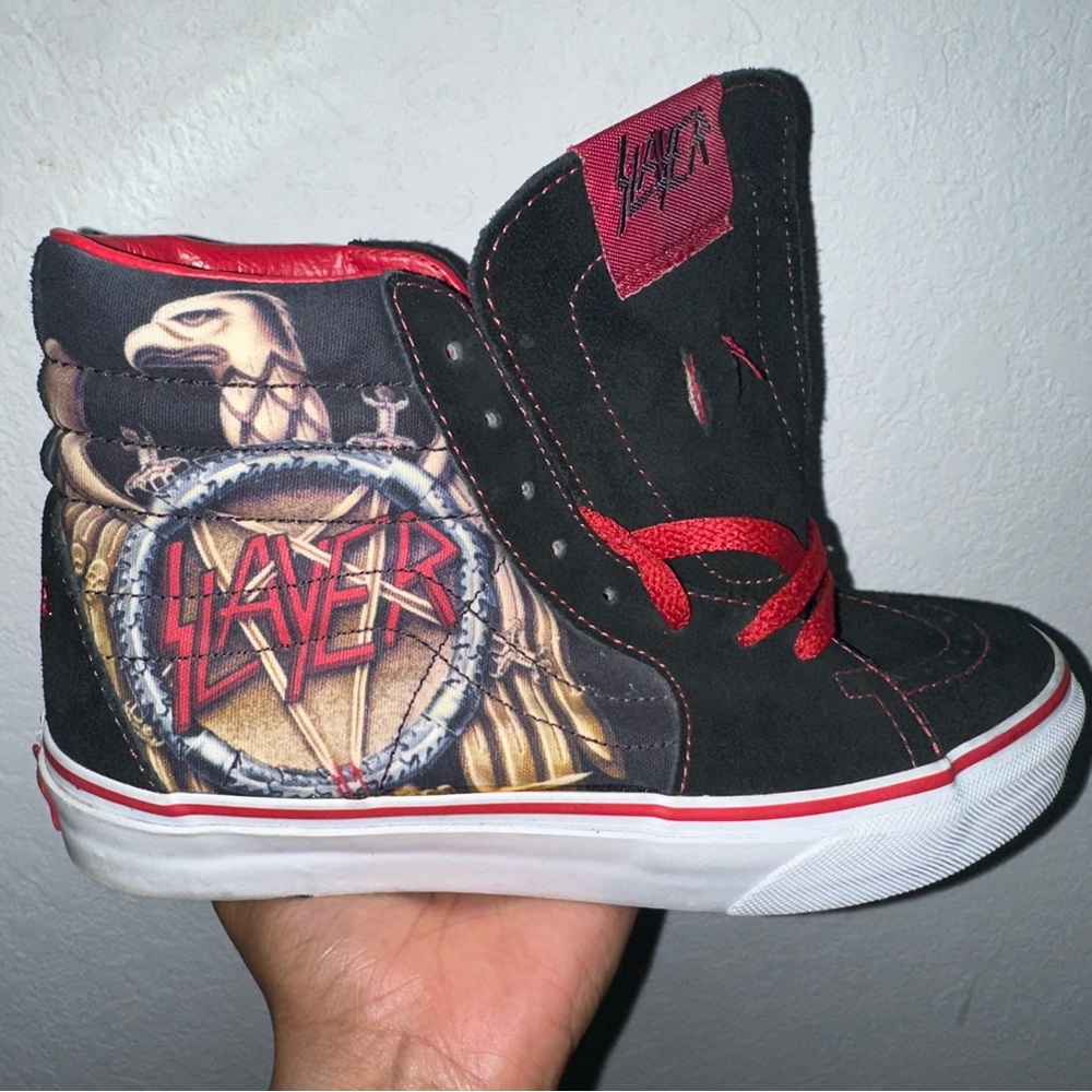 Unisex High-Top Sneakers - Vintage Vans Black and Red Circa 2008